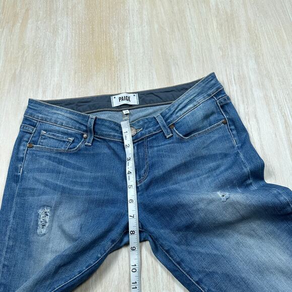 Paige Jimmy Jimmy Skinny Mid Rise Distressed Stretch Casual Blue Denim Jeans 25 - Picture 7 of 14